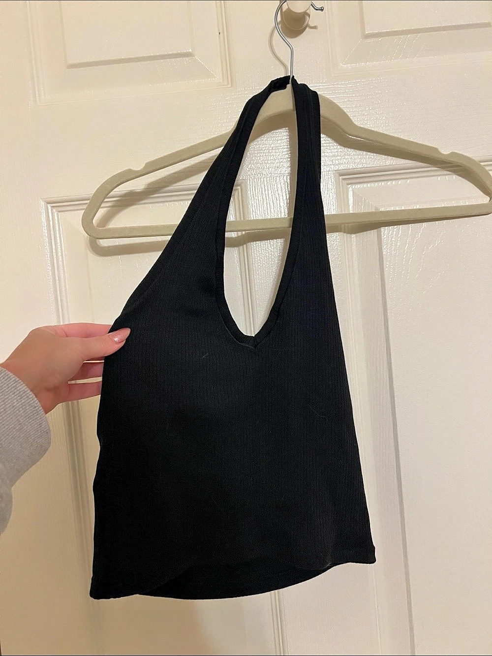 Fabletics Modal Rib Built-In Bra Halter Top Black Like New